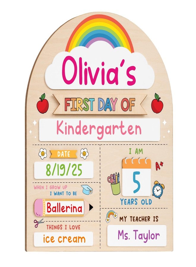 DINIZON My First Day of School Sign 12"x10", First and Last Day of School Board with Marker, Reusable Back to Class Wooden Chalkboard for Preschool, Pre-K, and Kindergarten, Easy to Write & Clean Board - Image 1